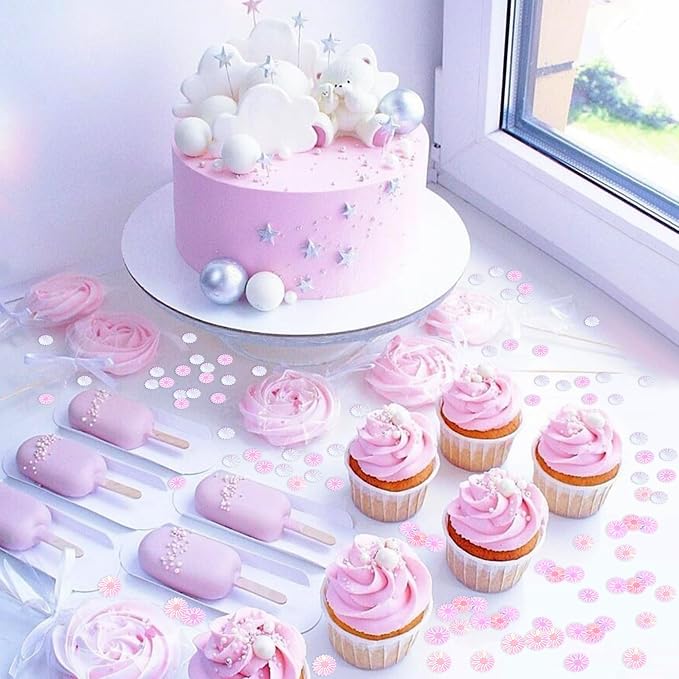 500 PCS Daisy Cupcake Toppers White Mini Daisy Flowers Cake Decorations Picks White Flowers for Bridal Engagement Baby Shower Christma Theme Kids Birthday Party Decor Supplies