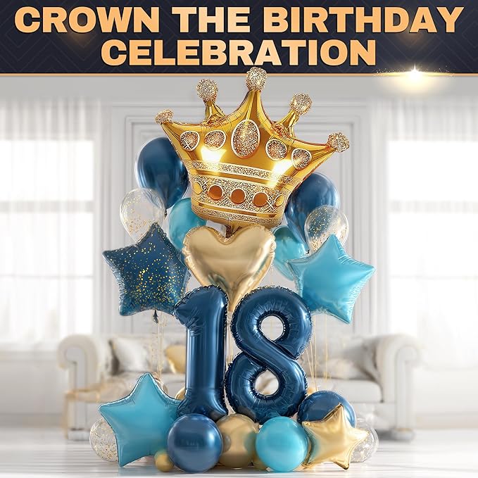 3 Pcs Gold Crown Balloons - Foil Princess Balloons Set, Large 38.2" X 35.4" Gold Crown Balloon - Reusable Design for Photo Zones, Birthday Parties, Weddings, Graduations & Princess Party Decorations