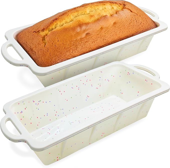 RICCLE Silicone Bread Loaf Pan – 2 Pack, 9.5x5 inch Silicone Molds for Baking with Metal Reinforced Frame - Non-Stick Banana Bread Loaf Pan & Silicone Baking Pan -for Baking Meatloaf