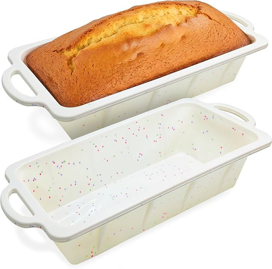 RICCLE Silicone Bread Loaf Pan – 2 Pack, 9.5x5 inch Silicone Molds for Baking with Metal Reinforced Frame - Non-Stick Banana Bread Loaf Pan & Silicone Baking Pan -for Baking Meatloaf