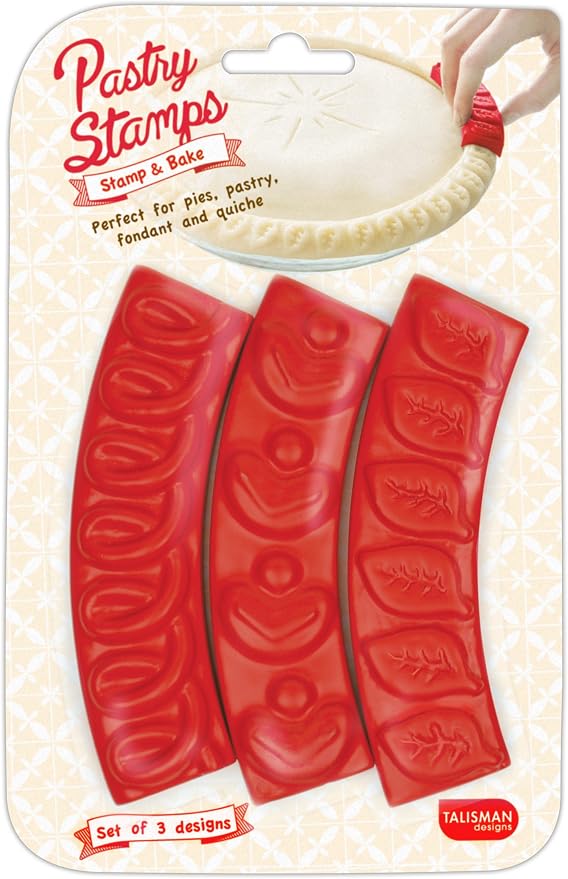 Talisman Designs Pastry Stamps | Set of 3 | Pie Crust Embosser | Pie Decorating Tools & Gadgets | Pie Baking Crust Cutters | Cute & Functional Kitchen Supplies