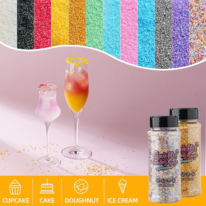 Sujoygar Halloween Sanding Sugar Sprinkles, 5oz Edible Black Purple and Orange Cake Sprinkles for Chocolate Ice Cream Toppings Cupcake Decoration Halloween Party Cookies Baking Dessert Food Supplies