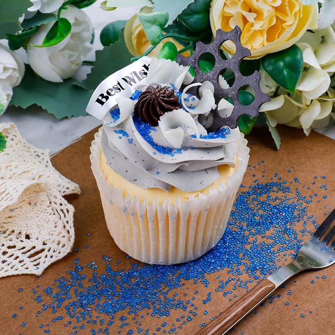Blue Sanding Sugar - Sparkling Sugar Crystals for Baking Decorations (130g/4.6oz) - Edible on Cookies, Cupcakes, Cakes, Ice Cream | Wedding, Party, Valentines Sugar Sprinkles