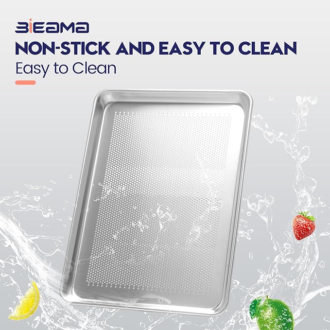 BIEAMA 12 Pack Half Size 18" x 13" Aluminum Baking Sheet Pan Perforated, Commercial Bakery Equipment Cookie Sheets, NSF Approved Baking Tray