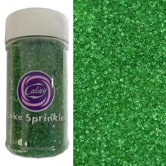 Sentovac Green Sanding Sugar for Baking Edible Sparkling Coarse Sugar Crystals Sprinkles for Baking Topping Cake Cookie Cupcake Topper Ice Cream Decoration Supplies 3.2 OZ