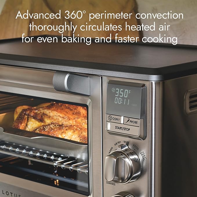 Lotus Air Fry and Convection Oven, Air Fryer Toaster Oven Combo, Countertop Convection Oven, The Perfectionist, 1800 Watts, Stainless Steel, Professional Series, LTSCO500