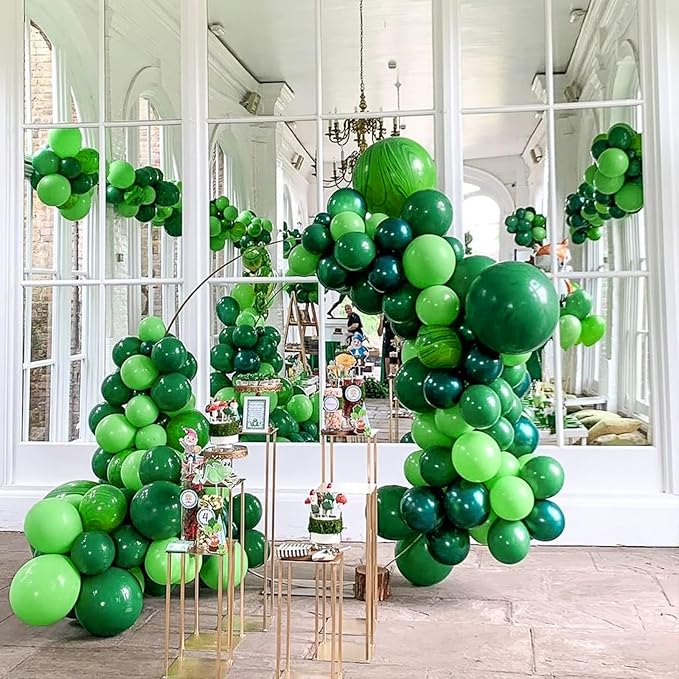 120pcs Green Balloon Arch Kit, 18 12 10 5 inch Green Latex Balloons Different Sizes Balloon Garland for Birthday Baby Shower Tropical Party Decorations