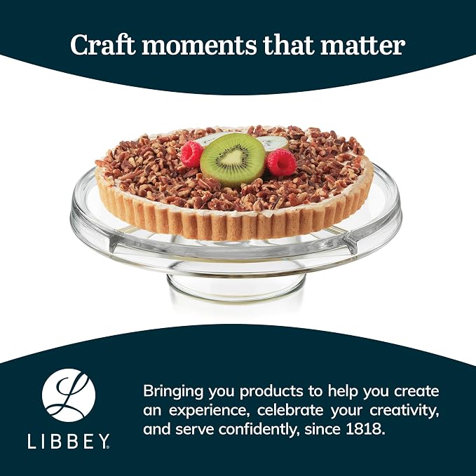 Libbey Selene 6-in-1 Domed Cake Stand, Unique Space Saving Glass Cake Stand with Dome, Multi-Purpose Dip Bowl To Serve Snacks and More