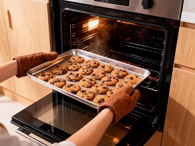 Onader Baking Sheet Set of 3, 16" x 12" Food-Grade Stainless Steel Quarter Sheet Pans for Baking, Metal Cookie Toaster Oven Pan Tray, Heavy Duty & Dishwasher Safe