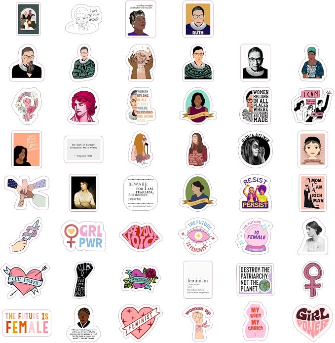 BulbaCraft Feminist Stickers for Water Bottle and Laptop - Feminism Party Supplies & Decorations, Female Empowerment & Equality Stickers, Girl Power Waterproof Vinyl Decals, Gifts for Women & Men