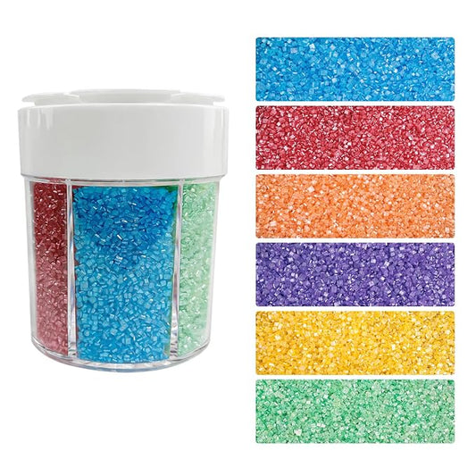 Sanding Sugar Red Orange Blue Green Yellow Purple Sugar Sprinkles Sugars Crystals for Baking Decorating Edible Crystals Pearl Sugars for Cake Cookie Ice Cream Christmas Wedding Holiday Decor 6.7 Oz