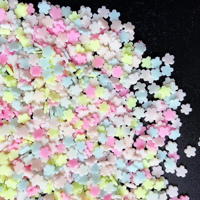 EHOPE 100G Fake Sprinkles Polymer Sprinkles Faux Sprinkles Resin Sprinkles Clay Sprinkles For Resin Fake Candy Sprinkles for Nail Art DIY Crafts Cake Phone Case (100G Colorful cherry blossom)