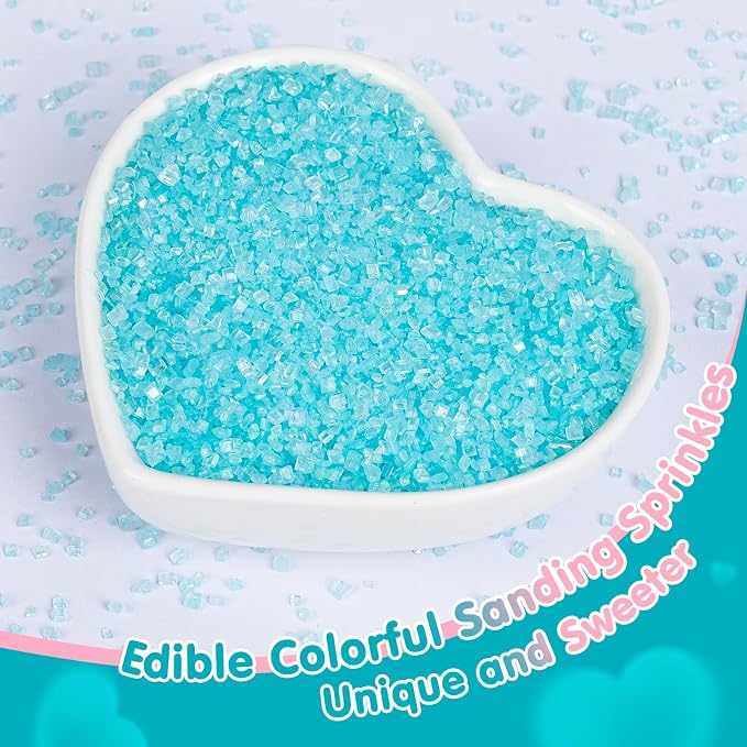 Edible Blue Sprinkles,150g,Bright Blue Sanding Sugar for Cake Decorating,Sky Blue Sprinkle Crystals Mix for Cookie,Ice Cream,Fondant Cake,Caramel Apples,Cupcakes,Desserts Toppers,Birthday Party,Festival Baking Decoration Supplies