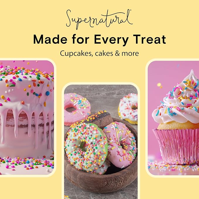 Rainbow Nonpareils Natural Sprinkles by Supernatural, 16oz Pack of 6, Plant Based Colors, Non GMO Sugar, Vegan, Gluten Free, Soy Free, Kosher, No Confectioners Glaze, All Natural Baking Decorations