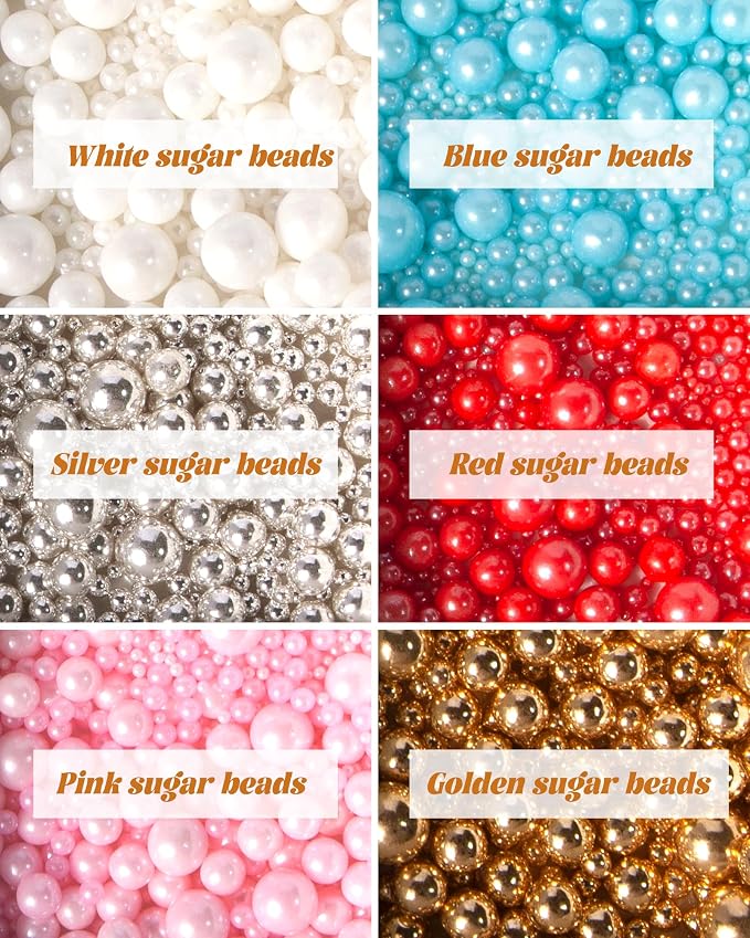 Sprinkles for Baking Edible Sugar Confetti, Nonpareils & Sugar Pearls - Six Pearl Sprinkles Mix Cake Decorations, Cookies, Cupcakes, Dessert Toppings (Spring Pastel Colors) Bundle