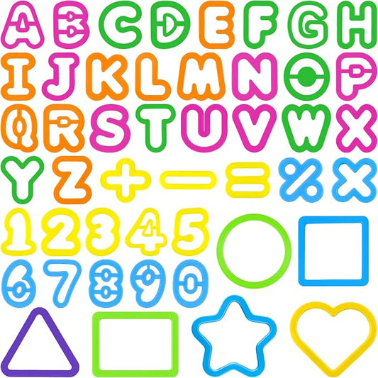 Dough Tools 47 PCS Dough Accessories with Letters Alphabet Numbers Symbols Shapes Cutters, Preschool Learning Toys for Toddlers Kids Boys Girls
