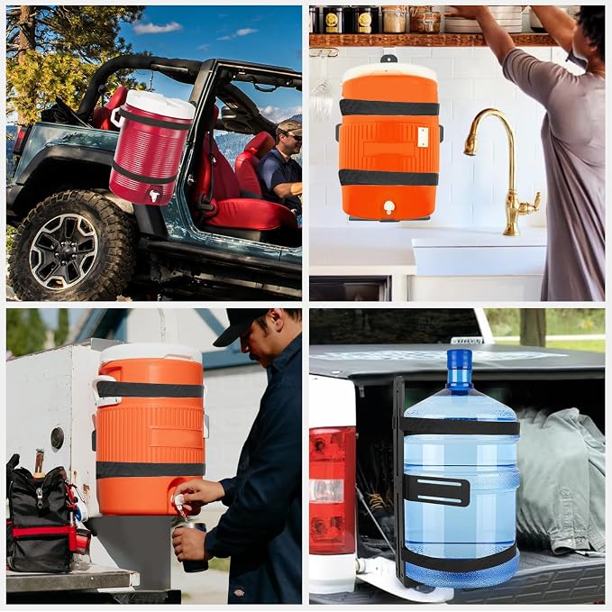5 Gallon Bucket Holder, Steel Water Cooler Mount Rack,5 Gallon Water Cooler Bucket Holder for Trailer,Truck,RV, Cart, UTV, Mower