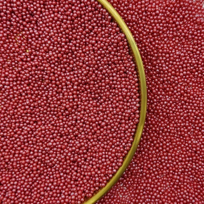 Edible Red Pearl Sugar Sprinkles Candy 2mm Mini Pearls Cake Decorations Cupcake Toppers Cookie Decorating Perfect for Wedding Party Valentine Halloween Christmas Supplies 3OZ