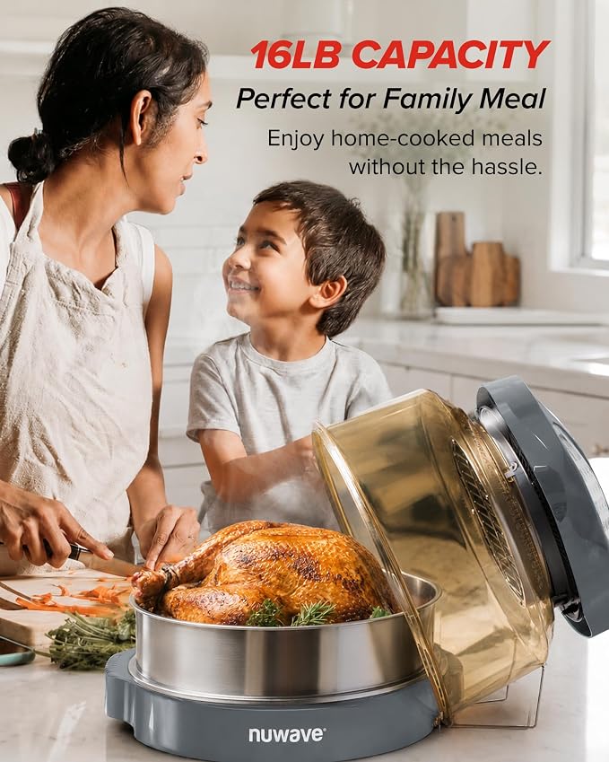 Nuwave Pro Plus 2 Countertop Infrared Oven with Stainless Steel Extender Ring, Triple Combo Cooking Power, Adjustable Temperature Control, Large Capacity Roaster, Air Fryer & Convection Oven, 20671V01