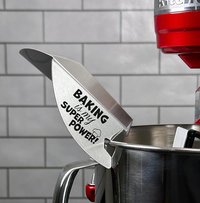 New Metro Design Pouring Chute Stand Mixer Replacement Pouring Shield with Unique Laser Etched Motto, Baking Is My Superpower