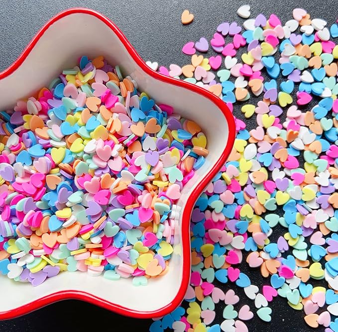EHOPE 50g Fake Sprinkles Resin Sprinkles Fake Candy Sprinkles Clay Sprinkles Polymer Sprinkles Polymer Clay Slices for Nail Art DIY Crafts Cake Phone Case(Green Heart Slices-03)