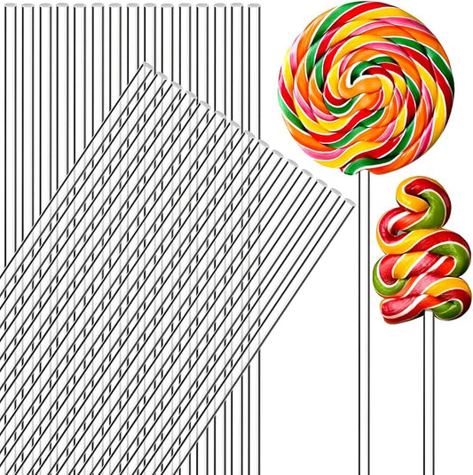 Zopeal 200 Pcs Acrylic Lollipop Sticks Clear Cake Pops Rods Cake Topper Candy Cupcake Treat Stick for Wedding Chocolate Cookie Dessert Handmade DIY Crafts Party Decor Gardening(10 x 0.16 Inches,Clear)