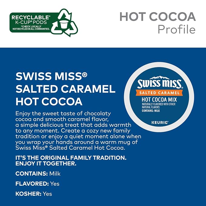 Swiss Miss Salted Caramel Hot Cocoa, Keurig Single Serve K-Cup Pods, 22 Count (Packs of 4)