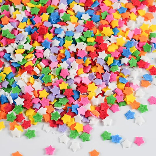 Rainbow Star Sprinkles Bulk 7oz - Rainbow Confetti for Birthday Cake Decorating, Star Sprinkles for Cupcakes, Cookies, Ice Cream & Party Baking Supplies - Colorful Star Candy Topper