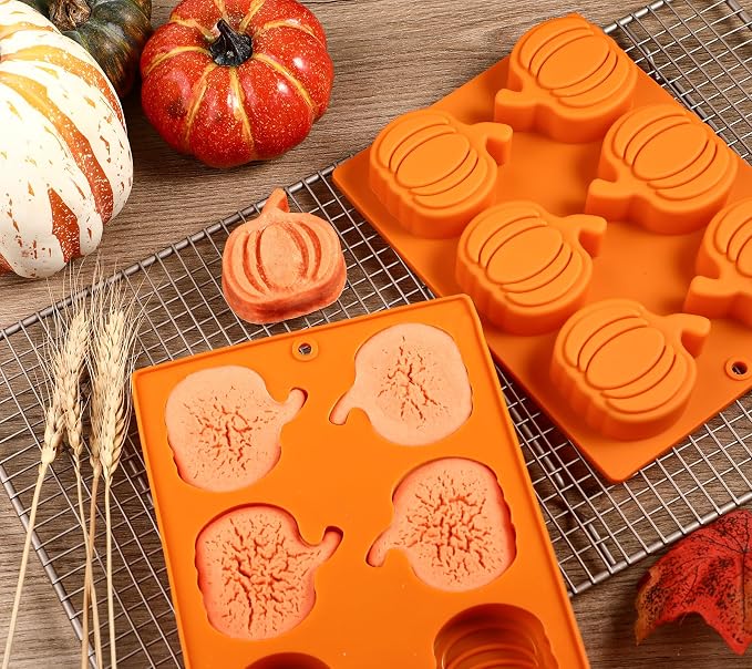 Webake Pumpkin Cake Molds Silicone Pumpkin Cake Pan 6-Cavity Pumpkin Mold for Baking Cupcake Chocolate (Pack of 2)