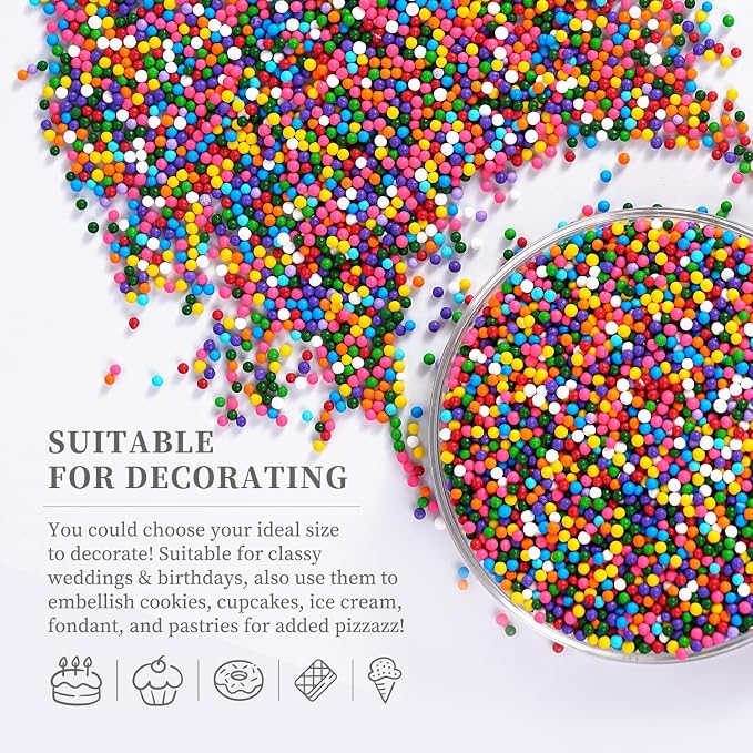 Rainbow Nonpareils Sprinkles, 4.23oz Nonpareils, Edible Rainbow Sprinkles for Cake Decorating, Cookies, Cupcakes, Macarons, Donuts and Ice Cream Topping(120g)