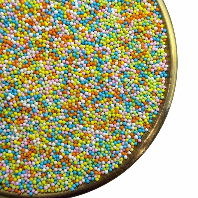 CandiJumpin 2mm Edible Easter Nonpareils Sprinkles, Easter Cake Decorations Pastel Icing Decorations Small Pearl Sprinkles for Cake Decorating Mini Sugar Pearls for Baking Baby Shower Party Wedding Christmas Supplies 3 OZ