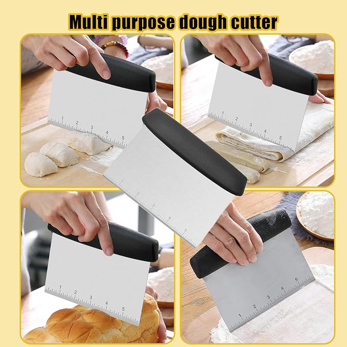 Danish Dough with Sourdough Scoring Tool-Bread Whisk Set of 6 Pieces-Dough Hook,Dutch Whisk,Bread Lame,Bench Scraper & Pastry Brush Bread Making Tools and Baking Supplies