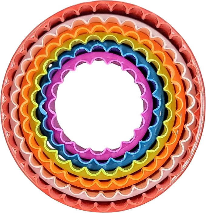 Cookie Biscuit Cutter Set, 6-Pack Dual-Sided Round Plastic Cutters, Smooth & Ruffled Edges, Multi-Size Shapes for Cookies, Cake, Fruit & Vegetables