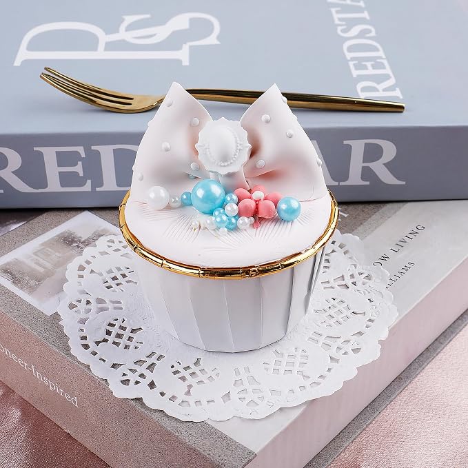 Blue White Pearl Sprinkles for Cake Decorating, 6 Sizes Mix 4.6 oz Edible Pearls Sugar Cake Sprinkles for Ice Cream Baking Cupcake Cookies Dessert