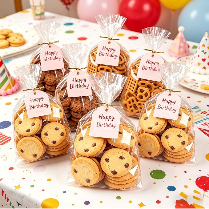 LOKQING Cellophane Bags Plastic Gift Bag Clear Cookie Candy Bags with Twist Ties for Party Favor Bag, Graduation Gift Bags(200 Pack, 6x10inch)