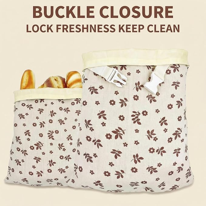 2 Pack Beeswax Bread Bags for Sourdough, Reusable Linen Bread Storage Bags, Eco-Friendly Waxed Cloth Bags for Homemade Bread, Baguette, Food Storage – Freezer Safe, 16 x 12 Inch