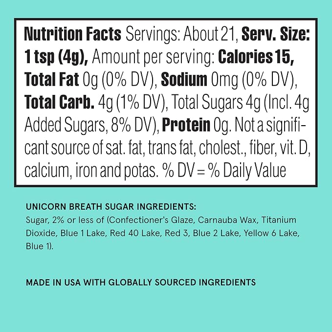 Fancy Sprinkles Unicorn Breath Fancy Sugar | Pearlescent White, Blue, Pink & Purple Sugar Crystals | Cocktail Rimming & Cookie Decorating | 1 Pack (4.6 oz)