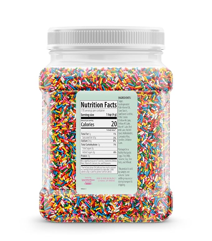 Unpretentious Rainbow Sprinkles (4 Cups) Colorful Jimmies, Decorative & Fun Dessert Topping for Baking