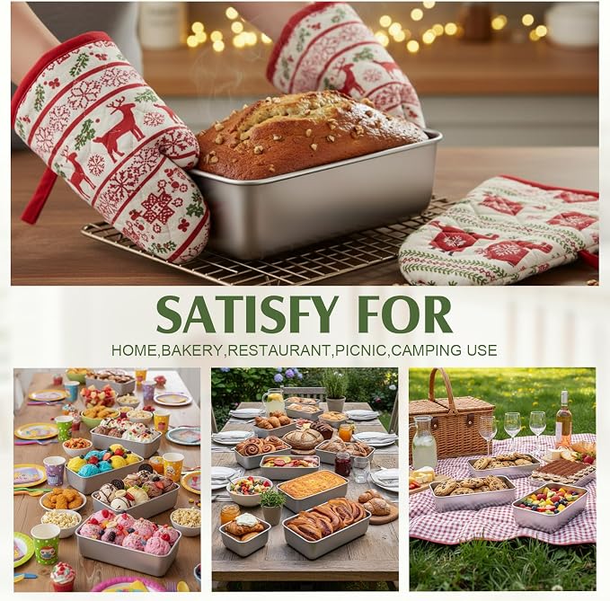 10 Pack Stainless Steel Loaf Pan Set 9 x 5 Inch Bread Baking Pans Banana Loaf Tins For Baking Cake Meatloaf Brownies Sourdough Lasagnas Dishwasher Safe