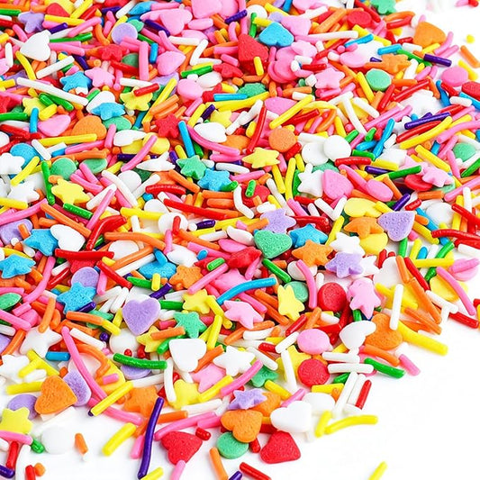 Rainbow Sprinkles Star Heart Sprinkles, Edible Ice Cream Sprinkles Mixed Rainbow Confetti Jimmies, 4.3oz Pride Sprinkles for Cakes Cupcakes
