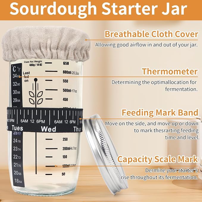 Banneton Bread Proofing Basket Set, 11 Inch Sourdough Proofing Basket and Bread Baking Supplies-Bread Lame, Danish Whisk, Bowl & Dough Scraper, Brush, (Rattan, 10in Round +10in Oval+1 Set Jar Kit)