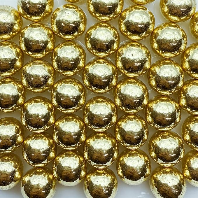 CandiJumpin 14mm Large Gold Edible Pearls, Gold Pearl Sprinkles for Cake Decorating Jumbo Sugar Pearls Edible Cake Decorations Pearl Sugar Sprinkles Cupcake Toppers Baby Shower Party Birthday Wedding Christmas Supplies 3 OZ