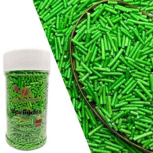 CandiJumpin Grass Green Jimmy Sprinkles, Green Sprinkles for Cake Decorating Edible Cake Jimmies Edible Crunchy Jimmies Ice Cream Toppings, Baby Shower Party Wedding Christmas Supplies 3 OZ