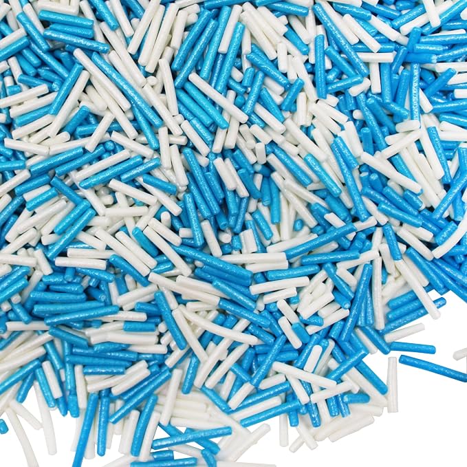 Baby Shower Sprinkles Blue & White Colored BULK Jimmies 1 POUND-Its a Boy Edible Cake Cupcakes Dessert & Ice Cream Topping-Flag of Finland