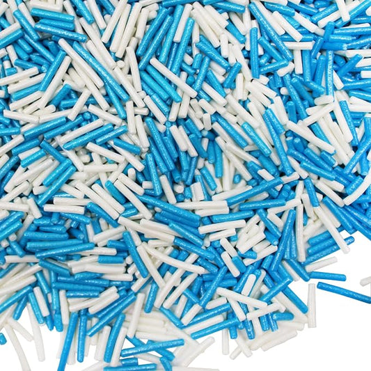 Baby Shower Sprinkles Blue & White Colored BULK Jimmies 1 POUND-Its a Boy Edible Cake Cupcakes Dessert & Ice Cream Topping-Flag of Finland