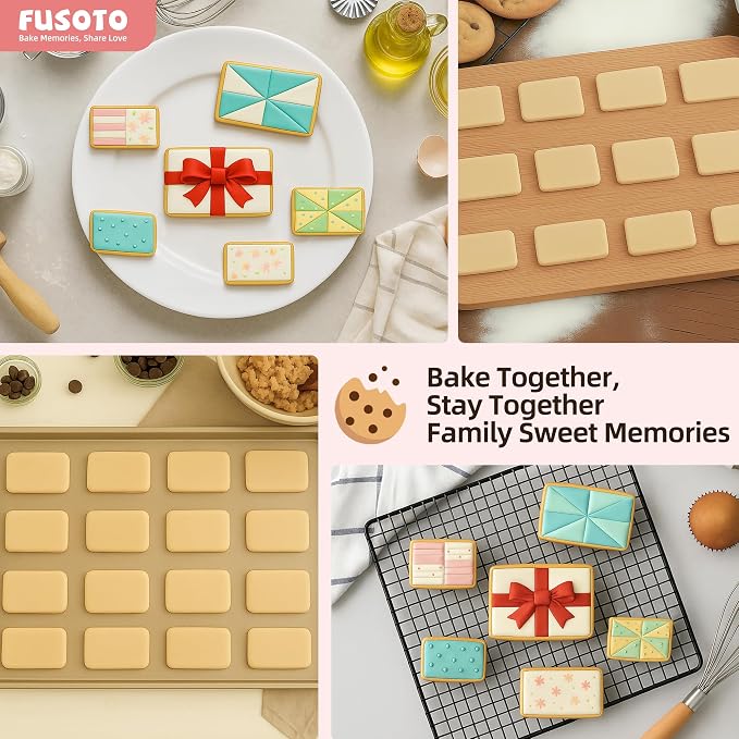 FUSOTO 6PCS Rectangle Cookie Cutter Set, Large Geometric Stainless Steel Baking Supplies for Homemade Cookies, Rectangle Plaque Cookie Cutters Shape Biscuit Mold, 6 Sizes (1.5, 2, 2.5, 3, 3.5, 4 Inch)