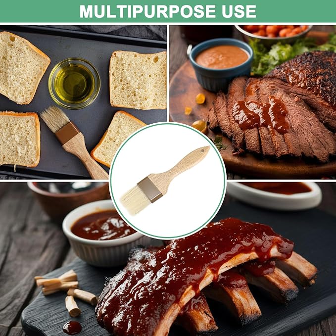M METERXITY 2-Pack Pastry Brush, Wooden Handle Natural Bristle Basting BBQ Oil Brush for Cooking/Barbecue/Kitchen [2"]