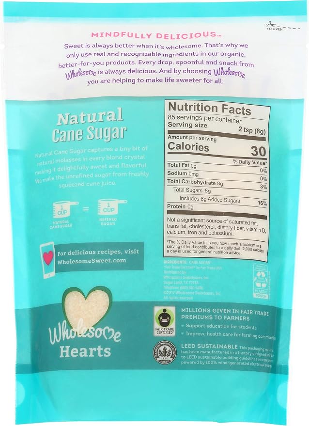 Wholesome Sweeteners Fair Trade Natural Cane Sugar, 1.5 lb
