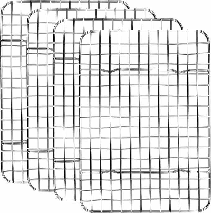 Homikit 4 Pack Cooling Rack Set, 12" x 9" Stainless Steel Baking Rack for Bacon Bread Pizza, Metal Wire Oven Racks for Cooking Roasting Fit Quarter Sheet Pan, Rust Free & Dishwasher Safe