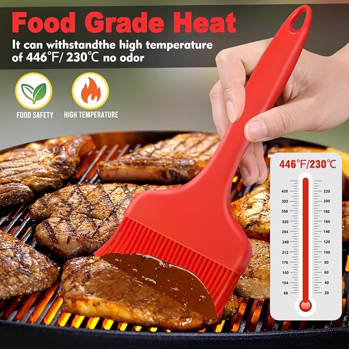 Basting Brush for Cooking, Heat Resistant Enlarged Brush Head Food Grade Silicone Effortless Cleaning Silicone Basting Brush, Dishwasher Safe Steel Core Silicone Brush for Oils Butter Marinades